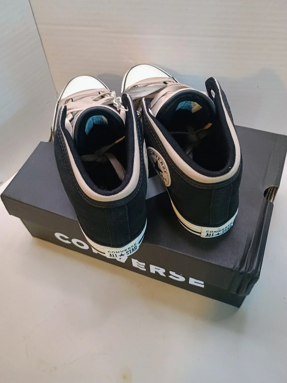 Converse  High Street Mid Top Sneakers Men's Suede Canvas Black Beige New Size 9